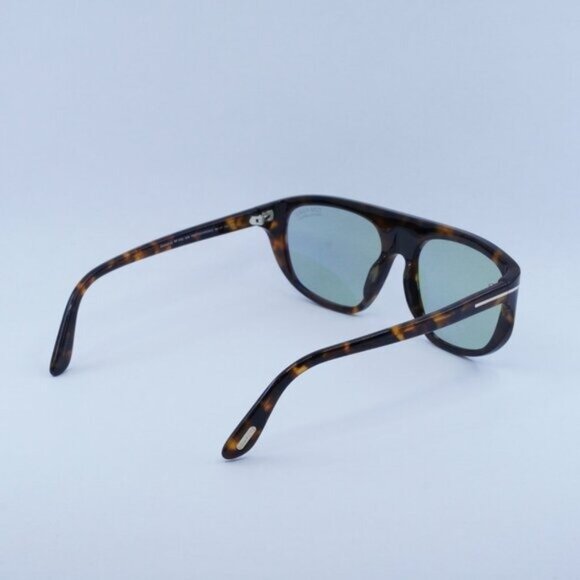 Tom Ford Edward FT1002 52N Sunglasses Dark Havana Aviator Frame, Green Lenses - Picture 10 of 11